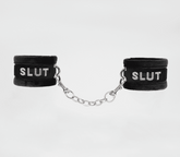 Love In Leather Fluffy Diamante SLUT Wrist Restraints - Default Title - Cuffs And Restraints